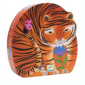 DJECO Tiger’s Walk Silhouette Jigsaw Puzzle  Silhouette Puzzle 24 pieces